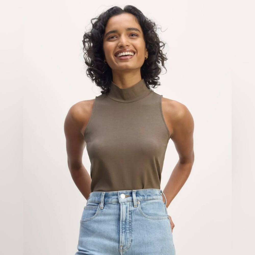 Everlane Olive High-Neck Sleeveless Top